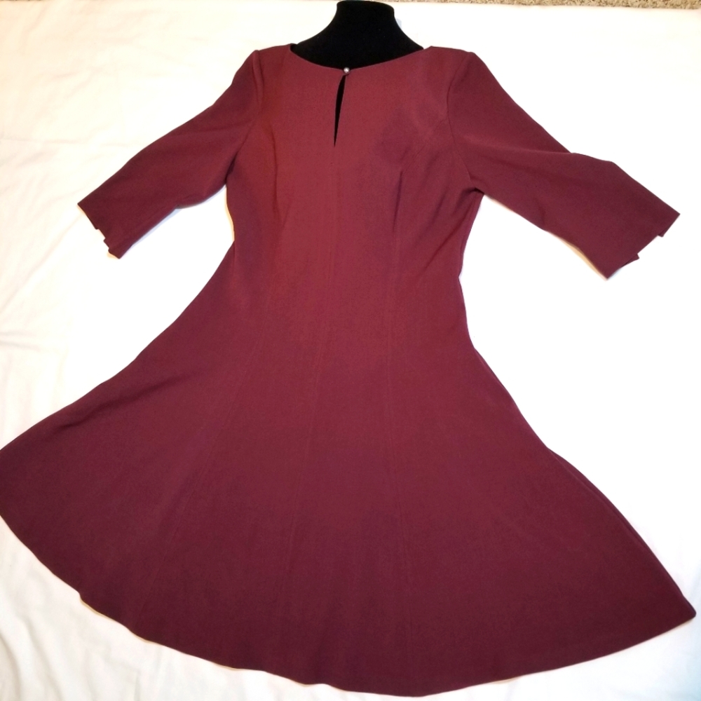 White House Black Market Garnet Keyhole Fit and Flare Dress Size 10